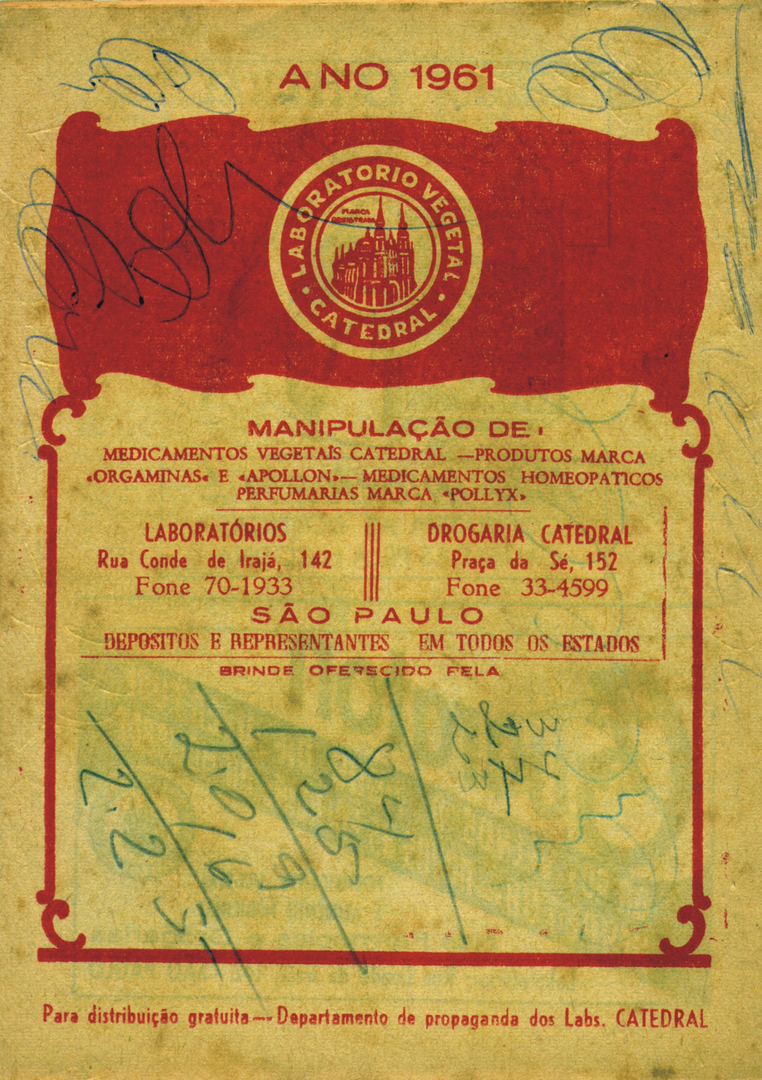 1961-3 - Almanaque de Farmácia - Contracapa