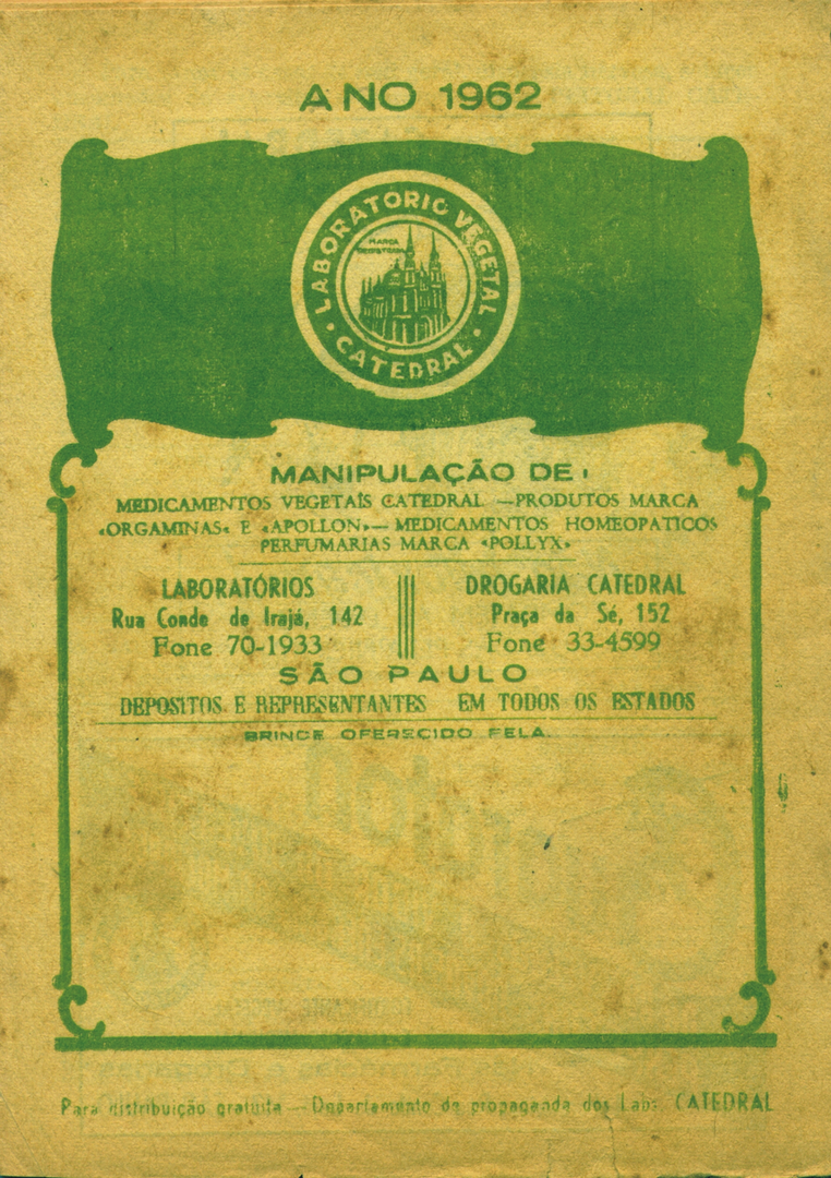 1962-1 - Almanaque de Farmácia - Contracapa