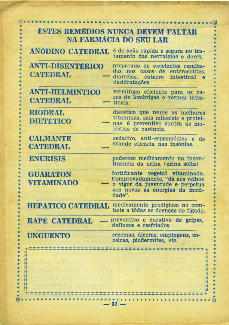 1970-2 - Almanaque de Farmácia - Contracapa